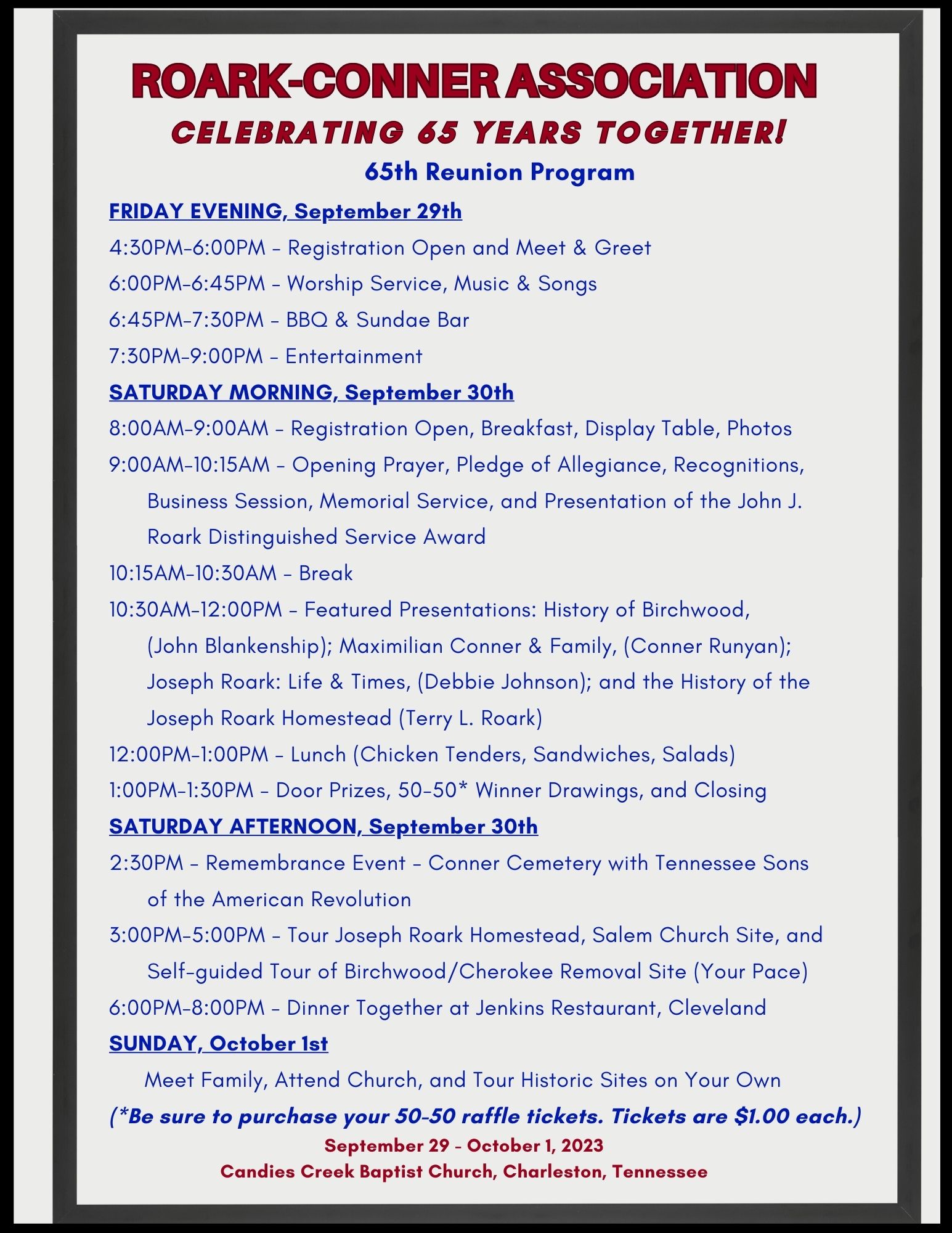 65th Reunion Program P.1