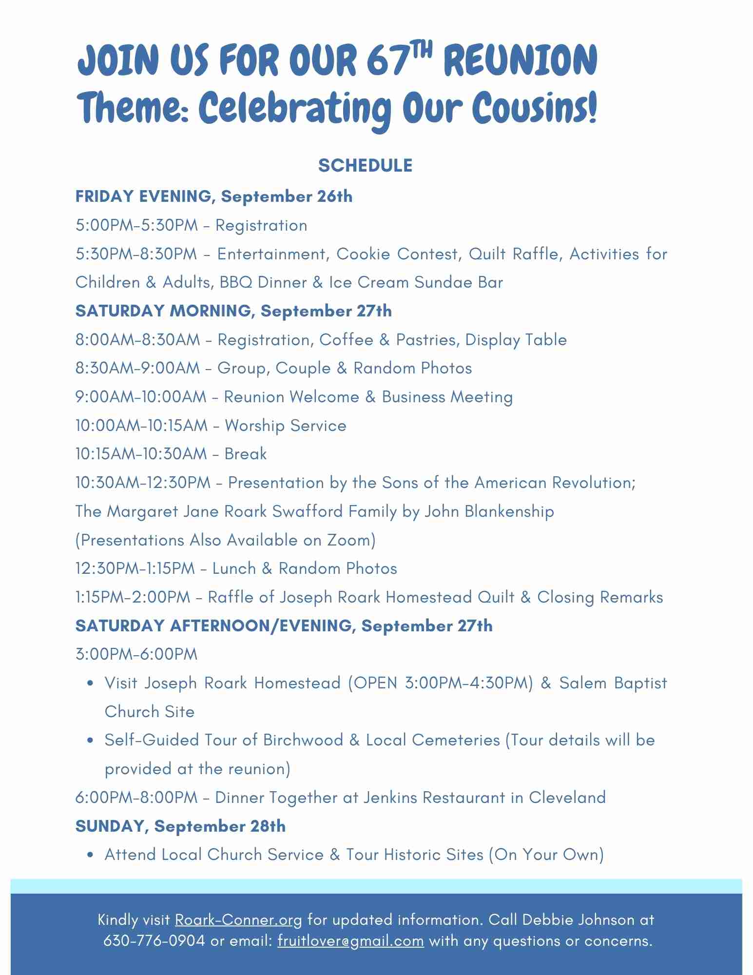 Updated 2025 67th Reunion Flyer 8-13-25