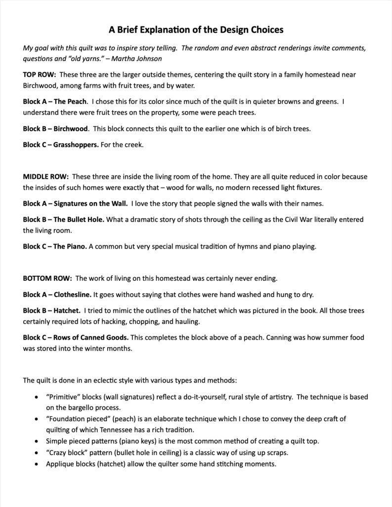 Joseph Roark Quilt Explanation